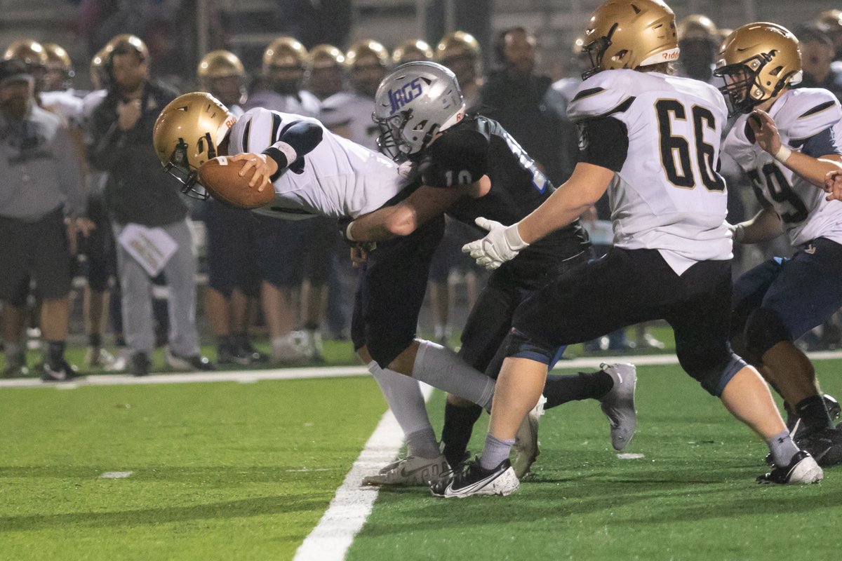 No.10 KV sacks the QB back at the 35 yard line.