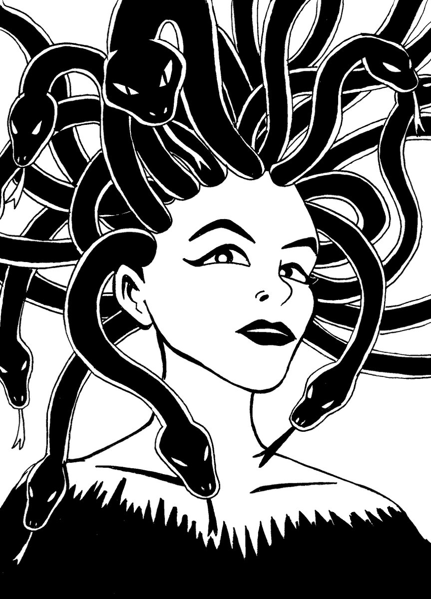 Inktober Day 30 - SLITHER

#inktober #inktober2021 #inktober2021day30 #inktober2021slither #medusa
