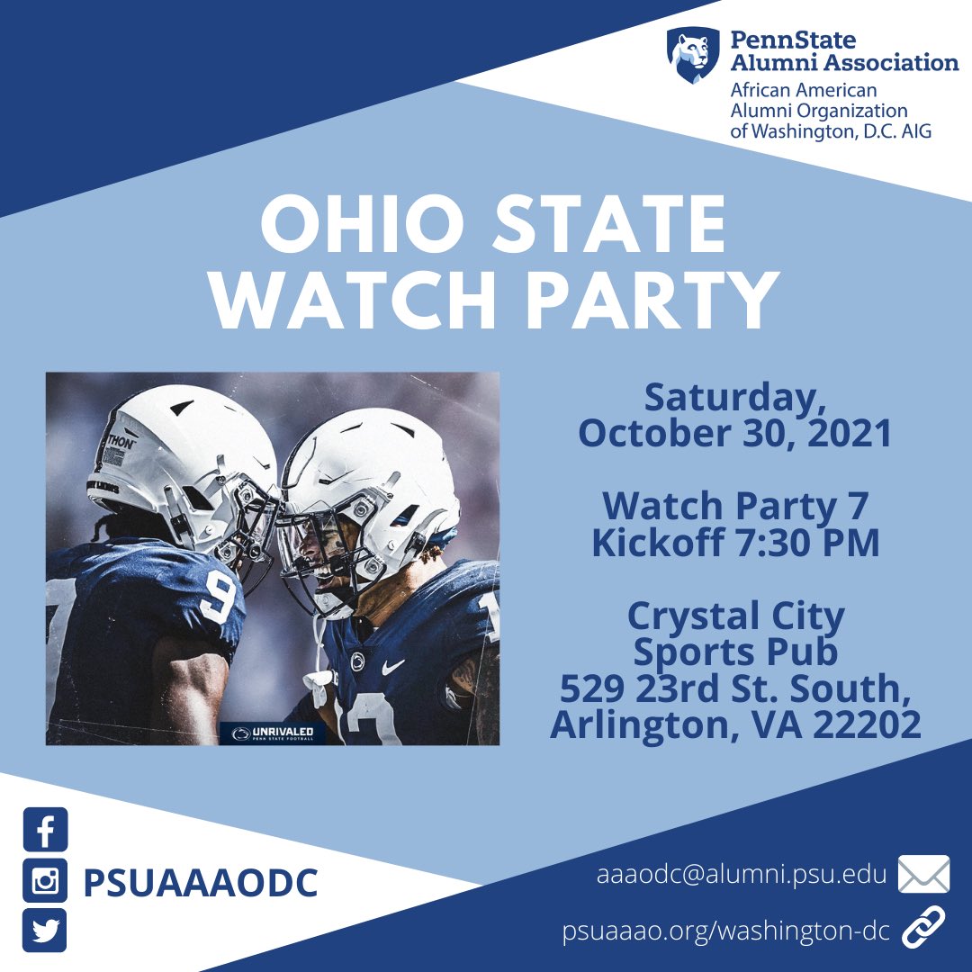 psuaaaodc's tweet photo. Projecting trick plays and touchdown treats tonight for PSU’s matchup against Ohio State - we hope to see you at our watch party tonight! #WeAre https://t.co/1s1ECwhpSc