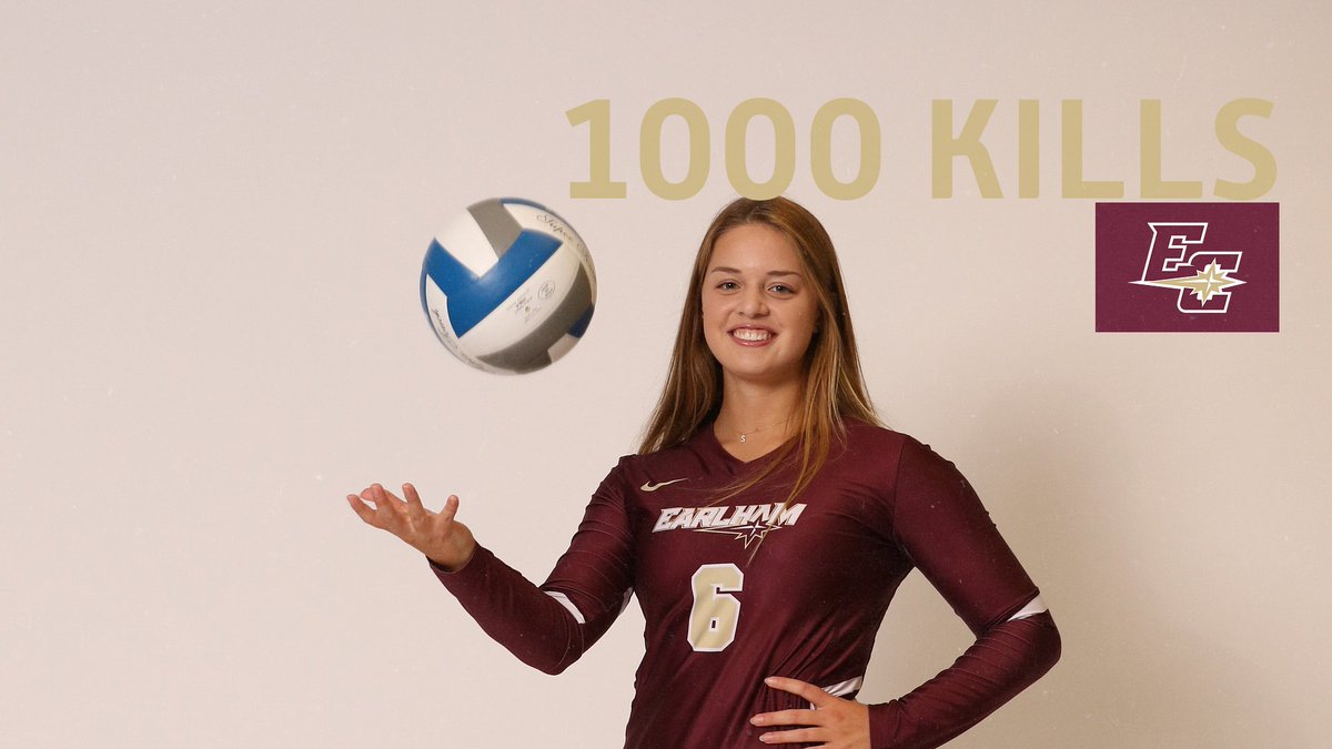 EarlhamQuakers's tweet photo. VB: @EarlhamVBall senior Sarah Dickman has just scored the 1,000th kill in her career as a Quaker on senior day! She is the seventh member of the 1,000 kill club at Earlham. #FFIL https://t.co/1PilTxJhQM