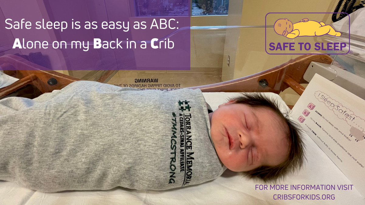 TMHealthSystem's tweet photo. This month, our #SafeSleepAmbassadors shared a number of safe infant sleep practices to prevent Sudden Infant Death Syndrome, or #SIDS. Simple actions can make a big difference. Remember, safe sleep is as easy as ABC: Alone on my Back in a Crib. #TMMCSafe @CribsForKids https://t.co/UAkWY5q8rw
