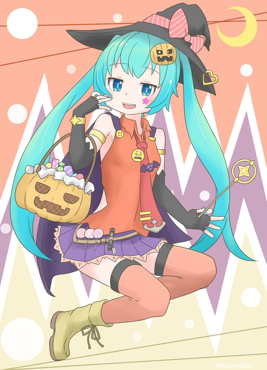 初音ミク 「ハロウィンミクさんだよ

#Vocaloid #初音ミク 
#halloween」|はつねネガメのイラスト