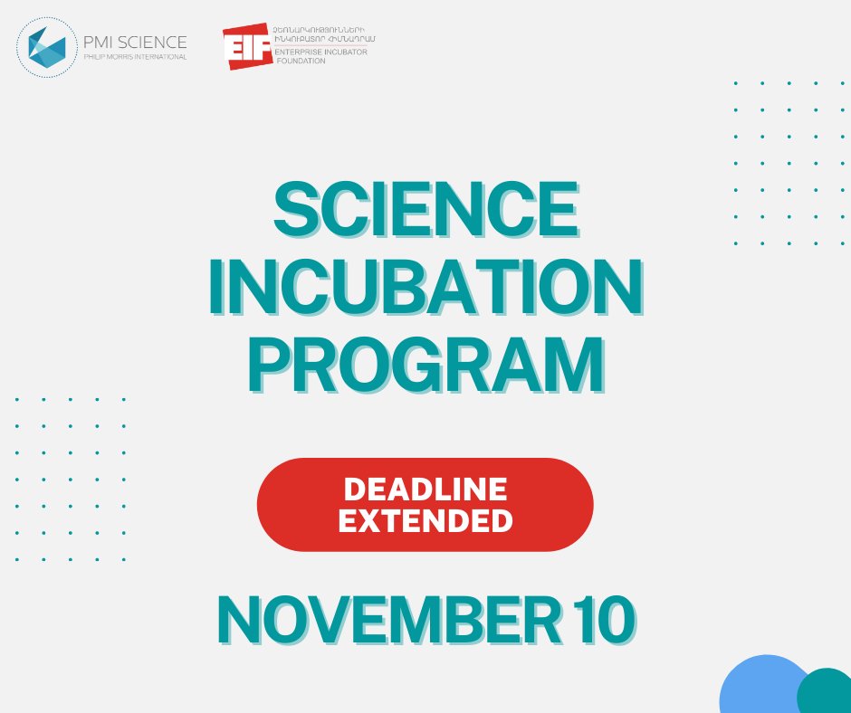 eif_hightech's tweet photo. The deadline of applying for "Science Incubation" Program has been extended till 10.11.2021 

More About The Program: https://t.co/B2LZpMIukc https://t.co/25dOPDoKN4
