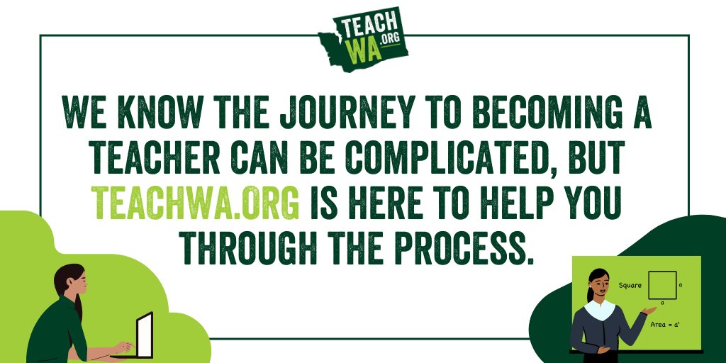 We know that the journey to becoming a teacher can be complicated, but we're here to help you through the process. Visit teachwa.org so that we can get started! #teachwa
