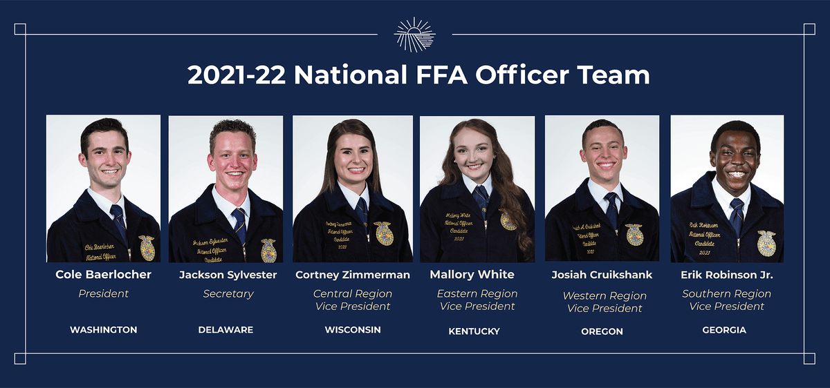 NationalFFA's tweet photo. ⭐ Meet the 2021-22 National FFA Officer Team! #FFA21⭐ https://t.co/yIw2yGuj67