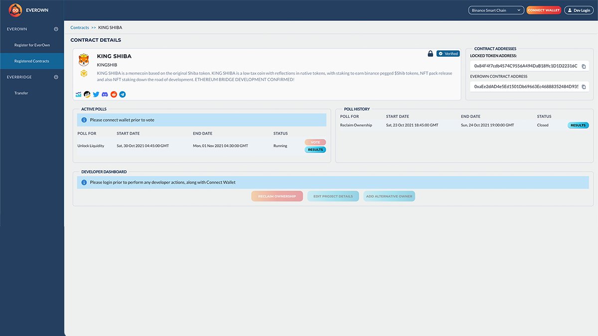 We are so excited to see @KINGSHIBABSC utilizing #EverOwn's voting system to unlock liquidity so they can complete their migration to #Ethereum 👏

This is the future of decentralization in #DeFi 🔥