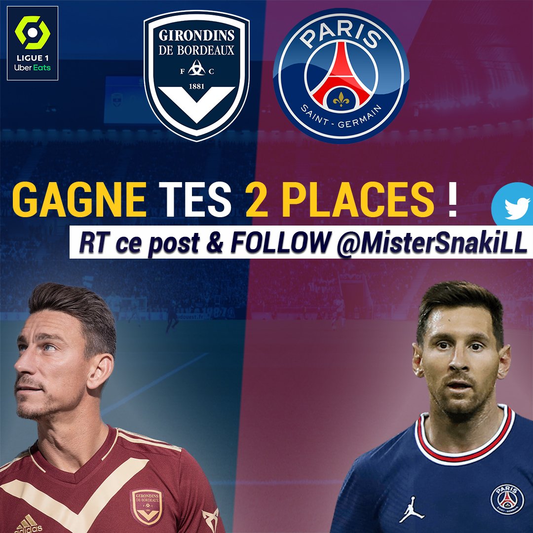 MisterSnaKiLL's tweet image. 🎁 #Concours 🎁 
⚽️ #FCGBPSG 
2 places à GAGNER 🎫🎫 

Pour participer :
✅ Follow @MisterSnaKiLL
🔁 RT ce tweet
🔸️ Mentionne un pote
 
🍀 T.A.S le 3/11 à 22H