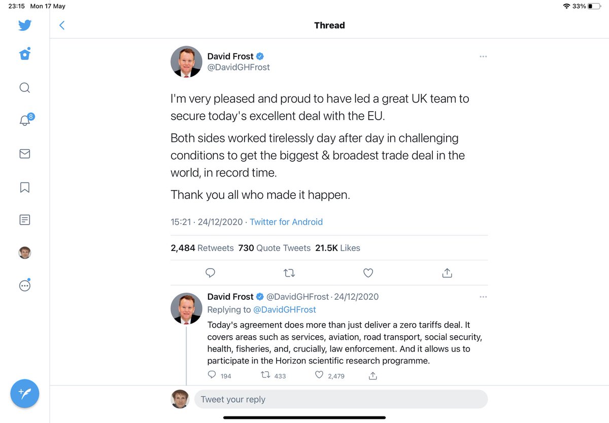 david_mullens's tweet photo. @DavidGHFrost #FrostyTheClown misleads again, trying to start a #BrexitWar.
Seem to recall this was an excellent deal, we held all the cards and were no longer subject to the ECJ...
Why are Brexiters such liars?
#BrexitDisaster
#BrexitHasFailed
#FrostMustGo
#FrostHasFailedTheNation. https://t.co/LdI0V6sUOs