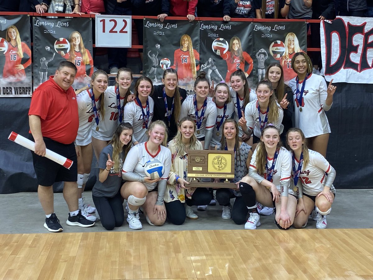 Class 5A state volleyball champion Lansing. Runner up last year, third the two years before that. Finally break through with a 38-1 season, first state title since winning 4A in 2002. Won last 38 matches. 
#KSHSAACovered