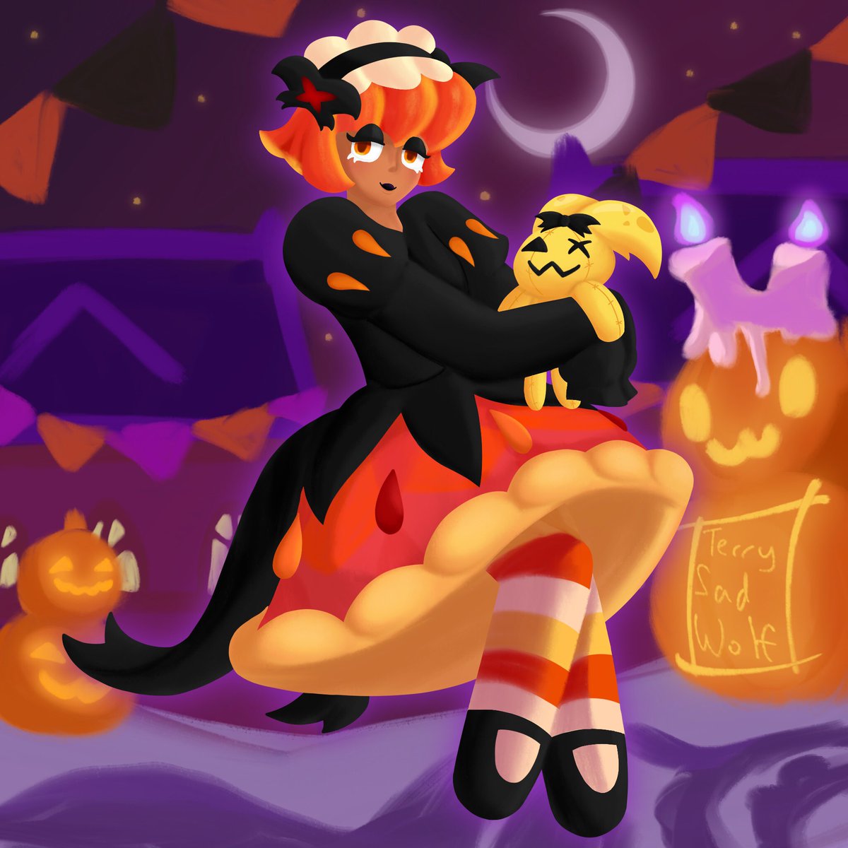 TerrySadWolf's tweet photo. Did some fanart and tried doing something new and i really like how it turned out!

———————
#cookierun #cookierunkingdom #pumkinpiecookie #cookierunfanart #fanart #halloween2021 https://t.co/Io3pPGdHSR