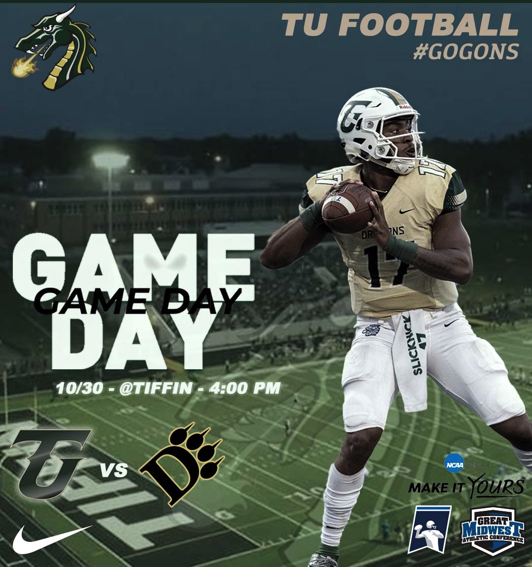🚨GAME DAY🚨

Football Matchup with Ohio Dominican in Key Conference Matchup!!🏈🐉🐲#gogons #dragonnation #football #grit <a href="/TUDragonFB/">Tiffin University Football</a> 

📽️:portal.stretchinternet.com/tiffin/
📈:gotiffindragons.com/sports/fball/2…
📻:tudragonradio.com