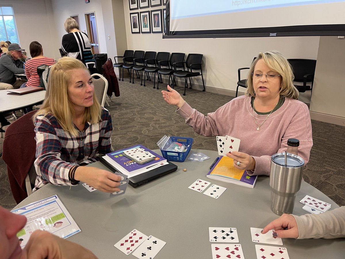 StidhamPam's tweet photo. Teachers from Kingsport City Schools with Jennifer Bay-Williams learning how to help students to be fluent with math facts. What a way to spend a Saturday!#morethanmemorization #Gamesarefun #KCS https://t.co/e3r01TugaU