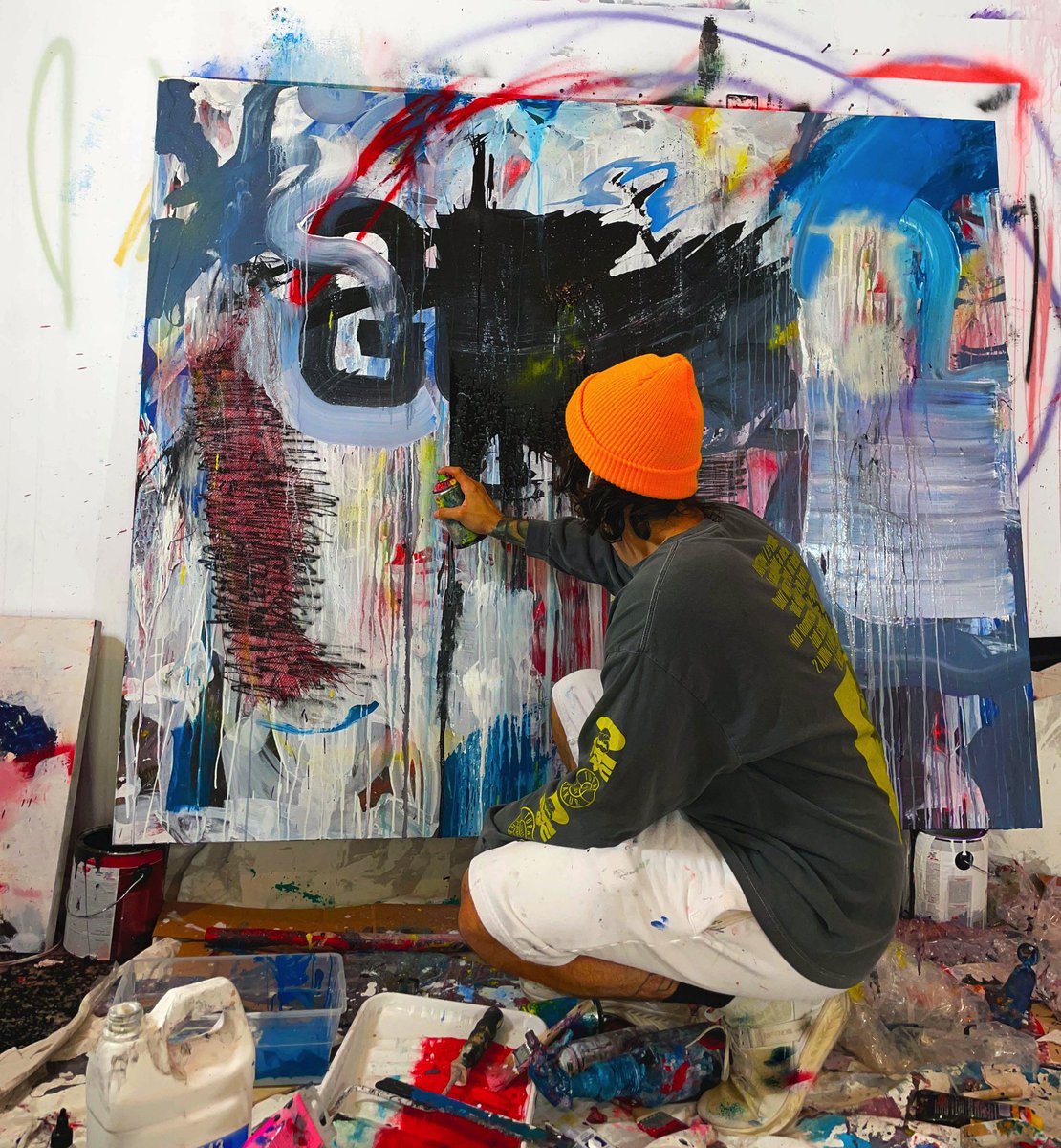 ThankYouX's tweet photo. Feels so good to be back in my studio again and making new paintings. https://t.co/A6byLeUGUE