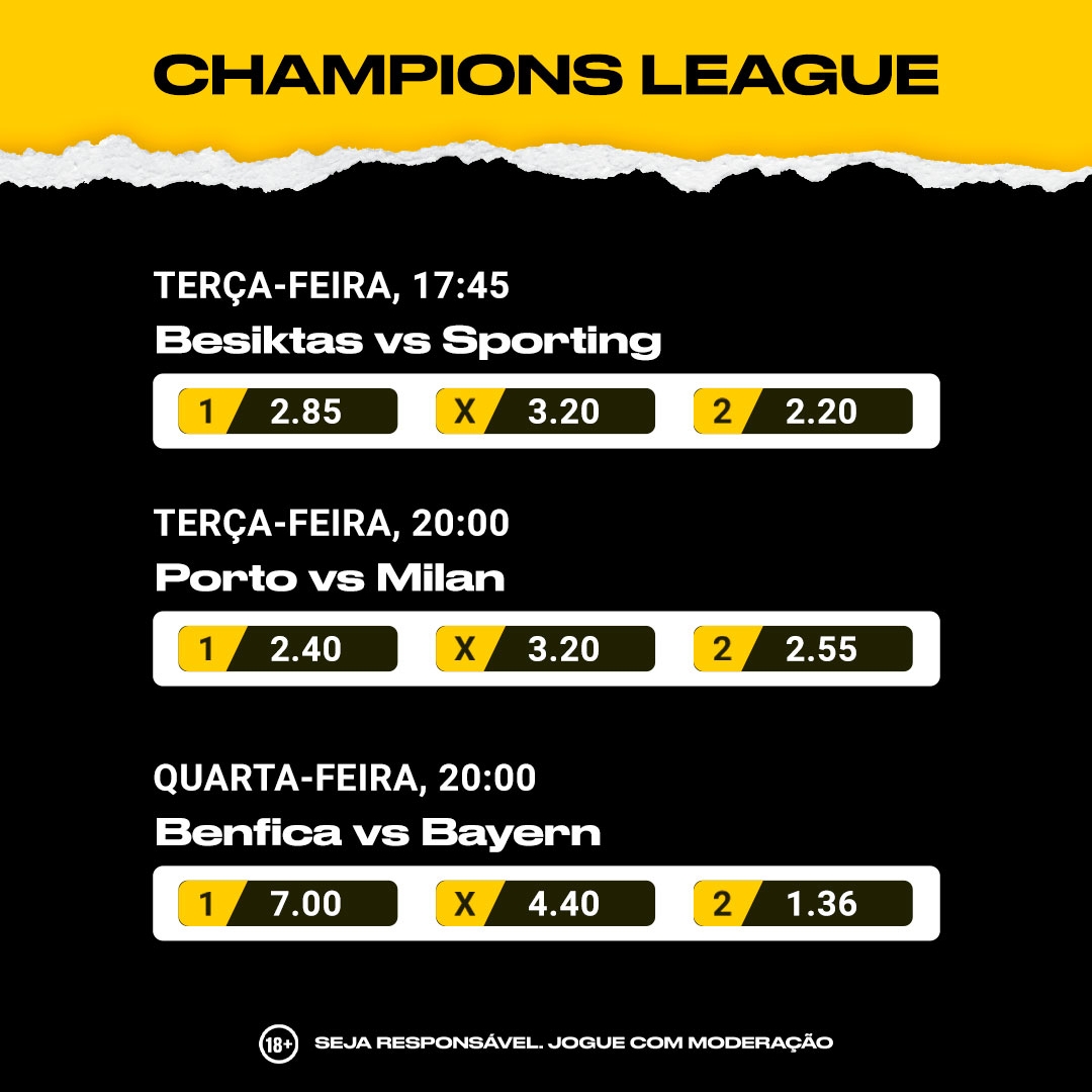 B24PT's tweet photo. Temos uma camisola de um clube da #UCL à tua escolha para sortear por quem acertar nos 𝗿𝗲𝘀𝘂𝗹𝘁𝗮𝗱𝗼𝘀 𝗲𝘅𝗮𝘁𝗼𝘀 destes três jogos!

- Comenta com a tua previsão
- Dá RT neste tweet
- Segue @bwin_portugal e @B24PT 

Termina às 17h40 de hoje. Boa sorte! https://t.co/6xRhfEFlBm