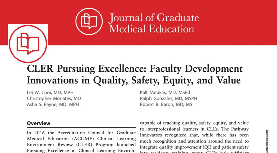 Honored to share this collaborative work from 8 sister ACGME Pursuing Excellence pathway innovators, describing our faculty development innovations in quality, safety, equity, and value: bit.ly/2Z2za2T

#improvement #facultydevelopment #ACGME #PEI