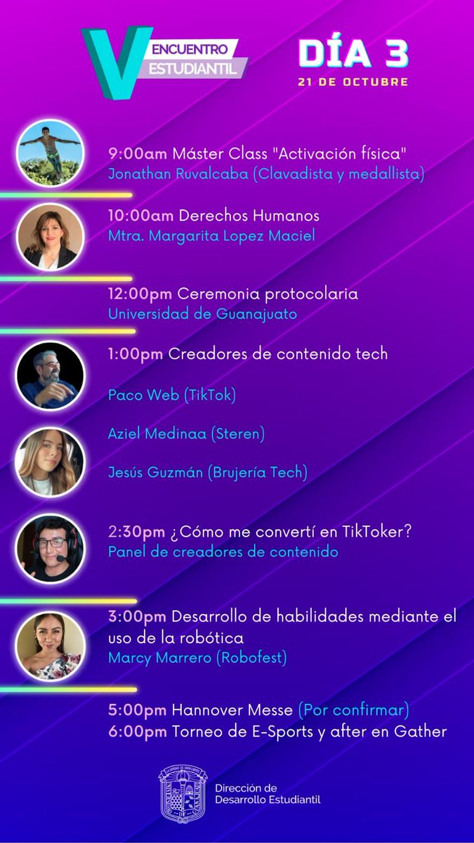UdeGuanajuato's tweet photo. Participa en el Encuentro Estudiantil: Industria 4.0.

🗓 Del 19 al 21 de octubre.

Consulta la programación aquí. 👇🏼

Más información en la Dirección de Desarrollo Estudiantil.

#SomosAbejasUG https://t.co/fecg68x0tt