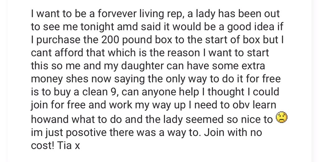 MLMshyster's tweet photo. The “nice” #ForeverLiving lady isn’t being that nice actually. More dire #mlm stories from #Netmums … https://t.co/u2Rx9JcXOP