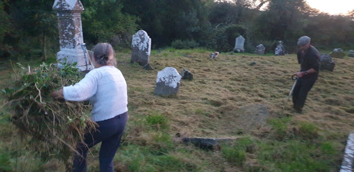 MrPaddyMeade's tweet photo. Great work done in #Syddan #Graveyard (#Lobinstown) this evening, cutting grass and taking #ivy off the walls, we'll be back tomorrow Tuesday at 5pm and your help would be welcome :-) https://t.co/2tTnHgEct2