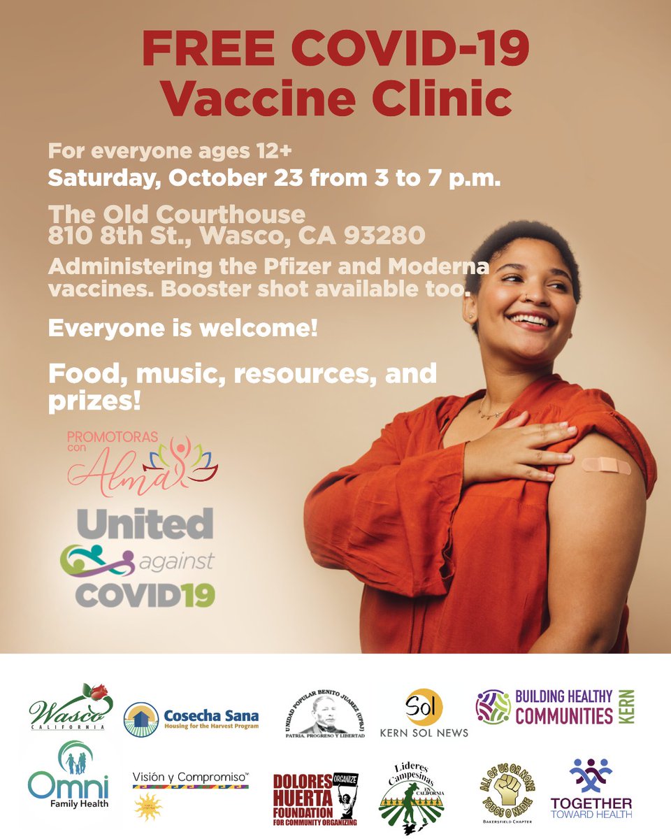 DoloresHuertaFD's tweet photo. #CentralValley Peeps! The time is now to get your #COVIDVaccine. If you or someone you know is missing their chance to get #vaccinated, send them this post! For more information, visit https://t.co/9r6Y2LVsvE https://t.co/w2YqfAuYJi