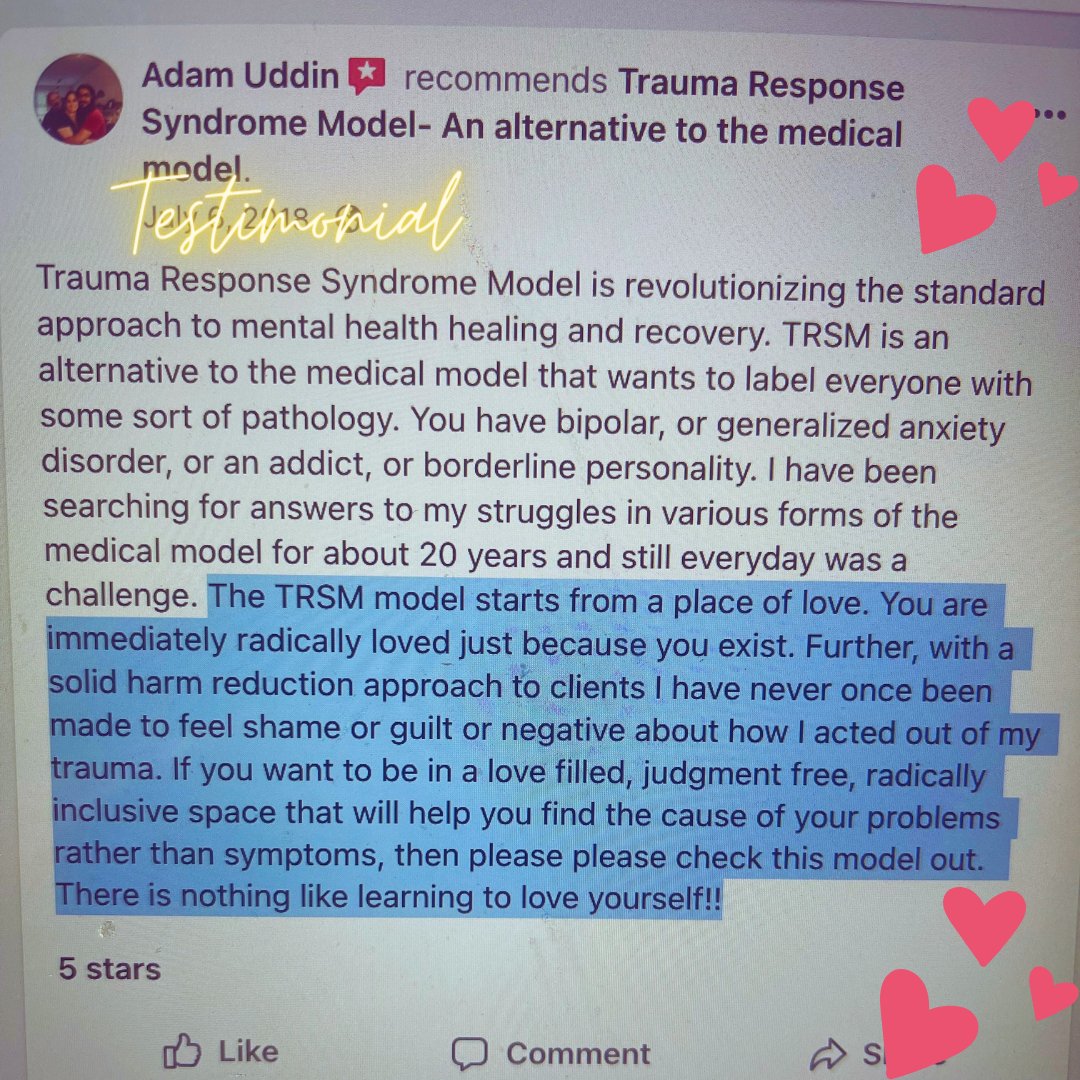 TRSModel's tweet image. THIS is my why.

The #TraumaResponseSyndromeModel is my baby, my life&apos;s work, my #recovery, and #mytruth.

#trauma #traumerecovery #traumainformedcare #lifecoaches #testimonial
