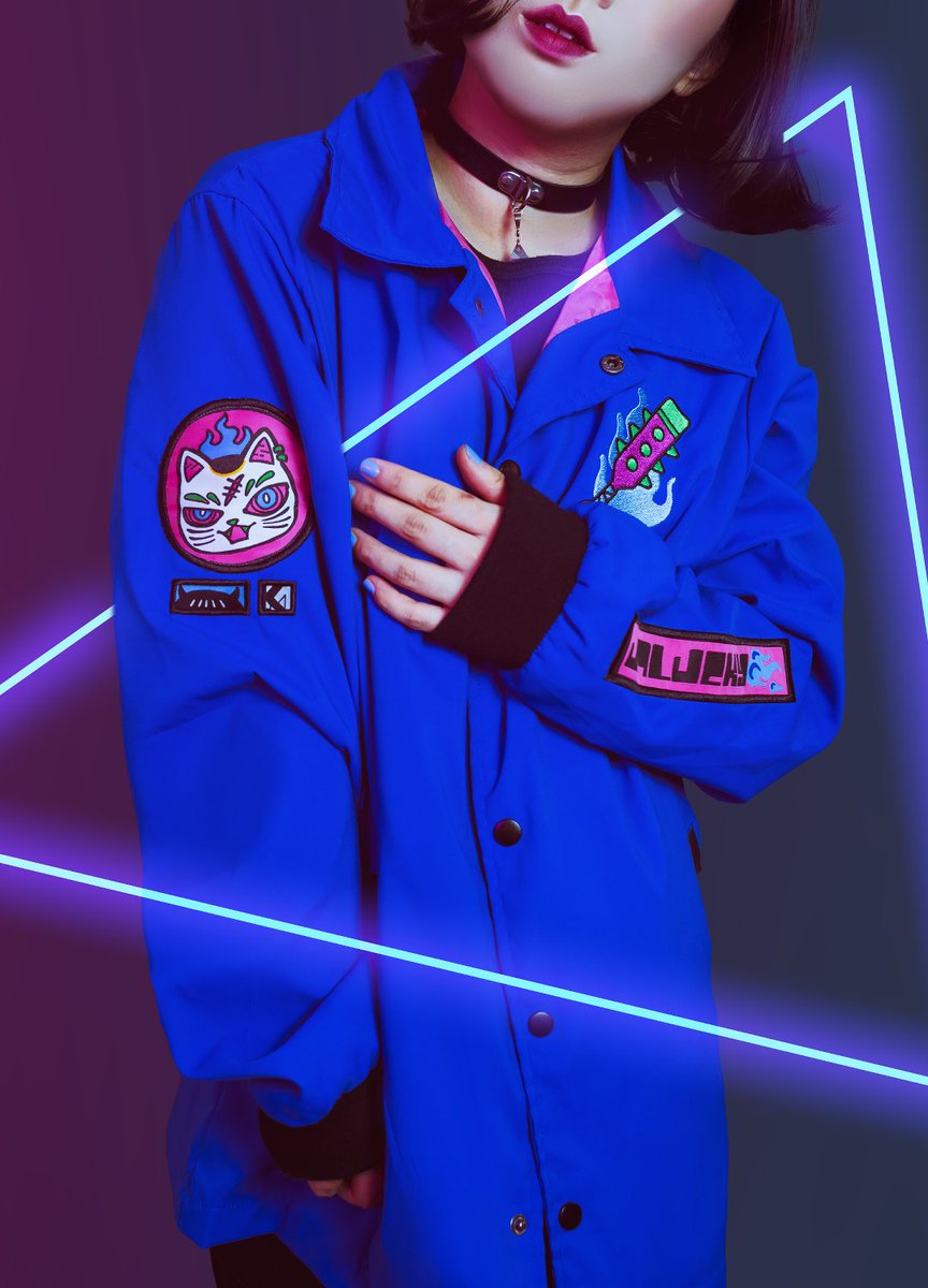 kinwamonster's tweet photo. UNLUCKY CAT Windbreaker Jacket coming soon! https://t.co/q18akarqu8