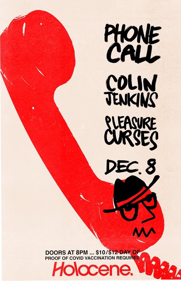 Been a long time y’all!👻

We back with a show on Wednesday, December 8 at our fav spot to dance Holocene, with Colin Jenkins and Pleasure Curses. Hope y’all can join us!
Tix available at holocene.org 

For everybody’s safety, proof of Covid-19 vaccination is mandatory