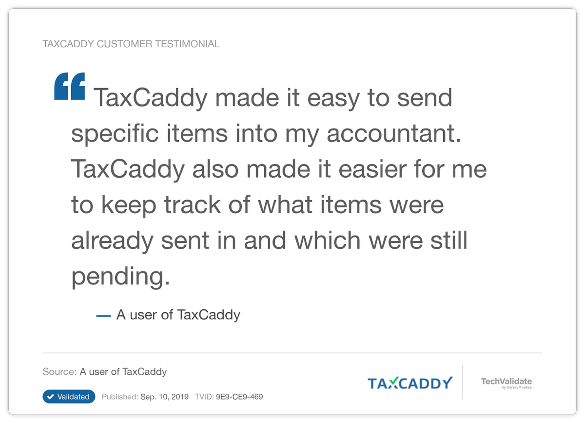 SurePrepLLC's tweet photo. Your clients want convenient, mobile options that the paper organizer doesn’t deliver. That’s why we designed TaxCaddy with the taxpayer in mind! But don't take our word for it...see what taxpayers think of TaxCaddy: https://t.co/BtnwPAStGs https://t.co/TkJJZ4X93S