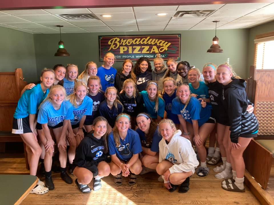 Thank you @broadwaypizzarogers for hosting 2021 Lady Royals Soccer and fueling the team up ahead of tomorrow's Section Final! #believe <a href="/ISD728/">ISD 728</a> <a href="/geauxroyals/">Rogers Royals</a>