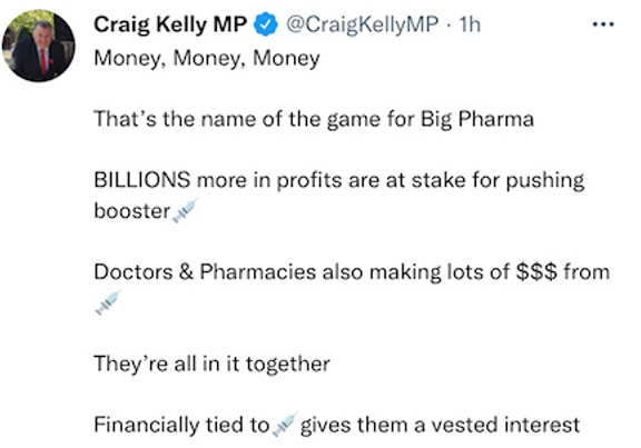 RACGPPresident's tweet photo. No Mr. Kelly, GPs are not in it for the money. We are delivering vaccines to protect our patients. Practices have done a tremendous job throughout the COVID-19 vaccine rollout but it has been a very challenging experience for many. We deserve more respect than this. https://t.co/2qo6YKPmGn