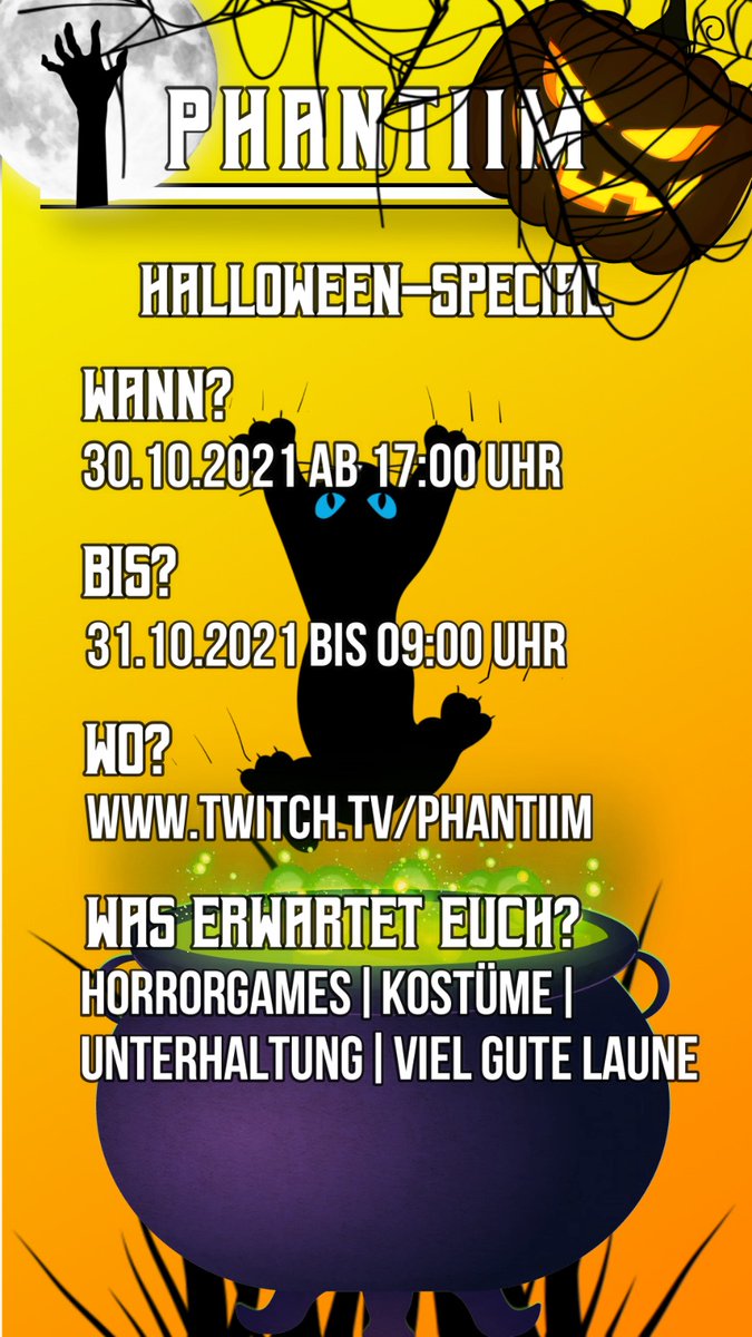 🎃 HALLOWEEN-Event 🥳 Ich freue mich schon riesig auf euch 🤪🤯 Ich bin gespannt als was wir uns verkleiden werden 🤔😉 #halloween #event #twitch #special #phantiim