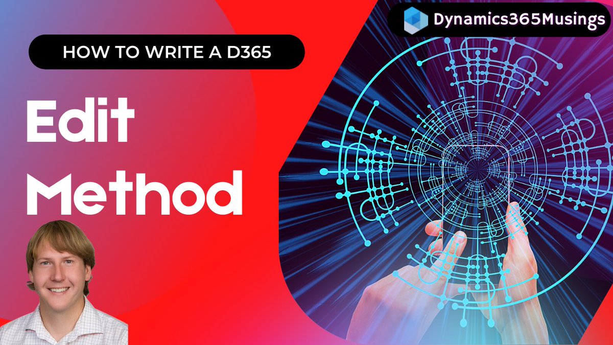 peter_ramer's tweet photo. A D365 Edit method, tied to a form control, lets you run code on both what the user inputs and what is displayed back to the user.
#Dynamics365 #MSDyn365 #MSDyn365Community #DYN365O #D365FO #Microsoft #d365ug #xppgroupies #D365 #Forms #EditMethod
https://t.co/oe13W1wlRM https://t.co/iELPhQKxYb