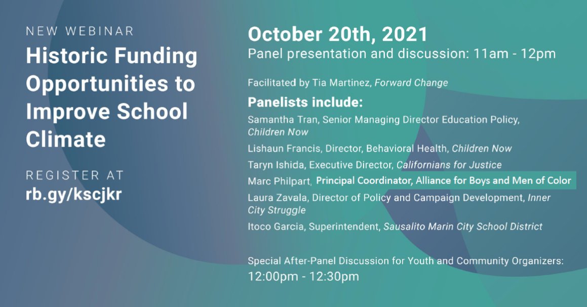 With $21.8+ billion coming to CA schools NOW is time to engage key stakeholders. Tune in to this webinar to learn from a panel of experts, including our ED, &amp; stay for the special strategy session for youth and community organizers! 

Register:  rb.gy/kscjkr