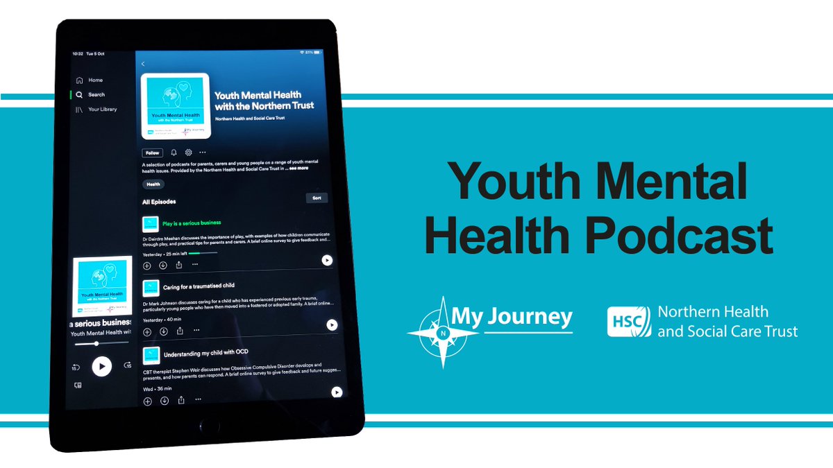 NHSCTrust's tweet photo. 🎧 New Youth Mental Health podcast series launched

Covering:
Trauma
Substance misuse
Distress 
Suicidal thoughts &amp; more

For parents, carers &amp; young people.

Spotify https://t.co/j90USlgGlX
Apple https://t.co/RqrHNVxuFo
Google https://t.co/ZQO59rsB57

#MyJourney 
@NHSCharities https://t.co/gIX4ua2NSq