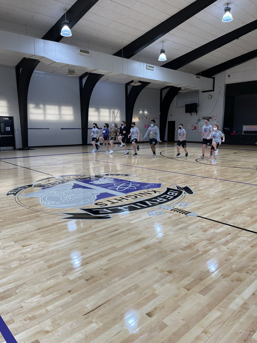 First day of PE on the brand new gym floor!! So much excitement to be back in the gym this morning!! 💜🖤