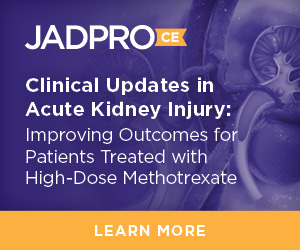 JADPRO's tweet photo. The topic: #acutekidneyinjury associated with high-dose #methotrexate. The resource: #JADPROce
Learn more with this case-based interactive module on management of AKI with safe and effective use of approved therapies https://t.co/Sdsth1k7jM https://t.co/0TOGrlHgTO