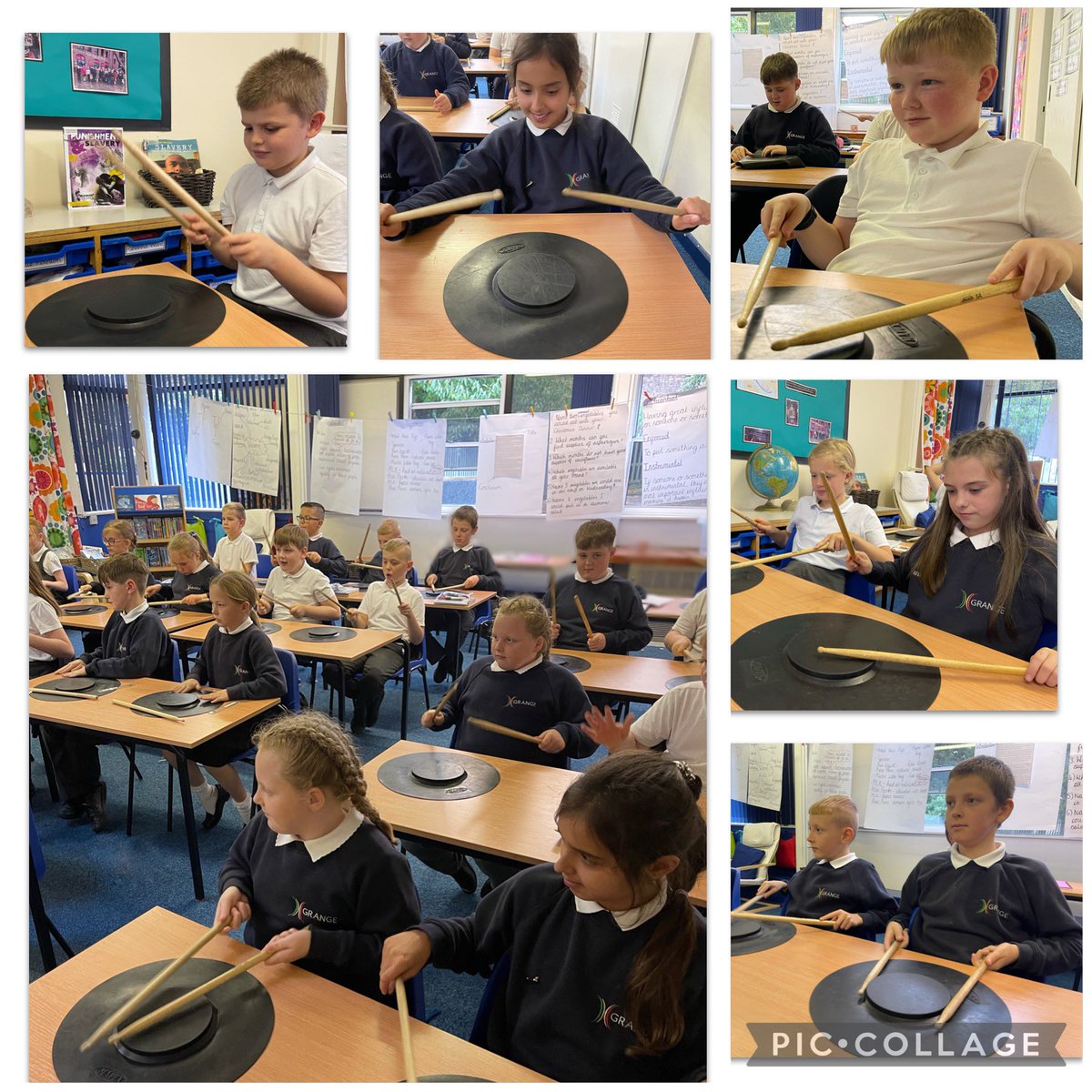 GrangeMrsM's tweet photo. Mondays in Year 5 are for #GrangeMusic! What a great start to the week with another fantastic drumming lesson! @GrangeMissA @GrangeMissWe @GrangeMissHu @MrsTClarinet https://t.co/GcsGm8MEg9