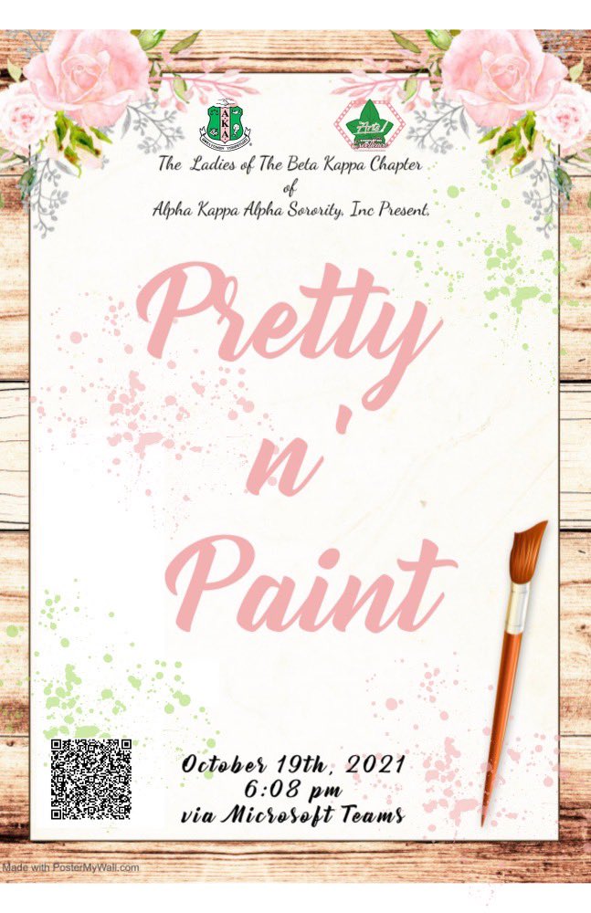 Come show off your art skills this Tuesday, October 19th at 6:08pm with the Beta Kappa Chapter. See you there💕🎨

Things you’ll need 
•A blank canvas
•Paint
•Paint brushes 
•Spirit!