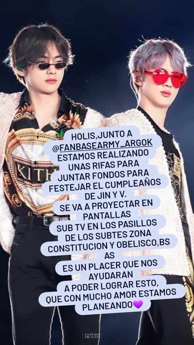 kth_you's tweet photo. Buenas,junto a @7Fanbasearmyarg vamos a organizar rifas,venta de set fanmade para juntar fondos para la instalacion de pantallas Sub TV en la linea de subtes Bs As Capital,para festejar el cumple de #JIN y #TAEHYUNG Links de whatsapp al MD @BTS_twt #Goodboyday_WWD https://t.co/htK0SVAMII