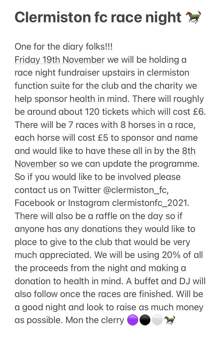 First fundraiser as a club, looking forward to a good night and hope to see a good few faces there 🕺🏻