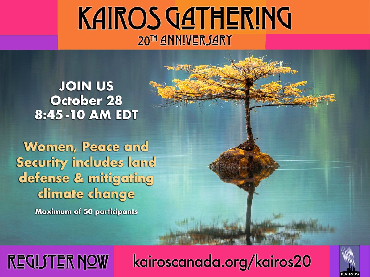 kairoscanada's tweet photo. KAIROS stands with women human rights defenders. Meet partners and network members on Oct28, in a roundtable discussion about land, water and climate defense. To learn more and register: https://t.co/4NWzwRMyMn
#KAIROS20 #WomenOfCourage https://t.co/K07X0CcLzv