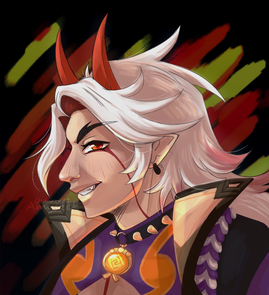 Amyszek's tweet photo. I'm a bit slow but here's #AratakiItto 
#genshin #GenshinImpact #Itto https://t.co/fd8oEsiPOm