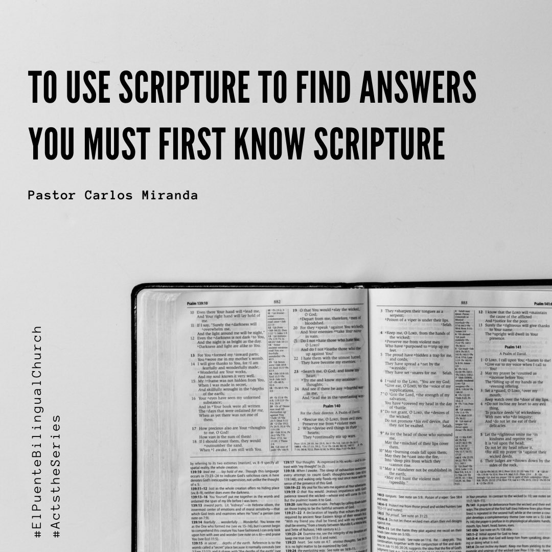 ElPuenteBC's tweet photo. Searching for answers in Scripture? First know the Scripture.
#ActstheSeries #KnowScripture #StudyScripture https://t.co/NfLLL5M7z1