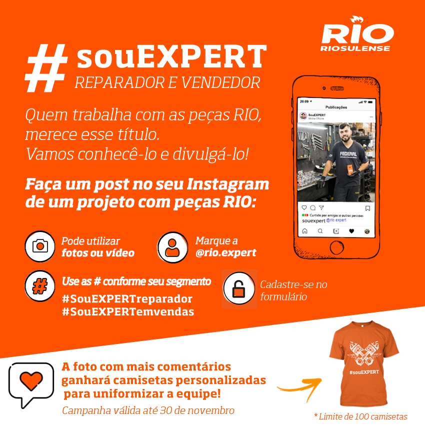 Proativavendas's tweet photo. Um recado para você, Expert. É a chance do seu time ganhar camisetas exclusivas da RIO 🔥
Participe da campanha #SouEXPERT no Instagram.
https://t.co/VMiHE2O2Da https://t.co/FTca6h3UJc