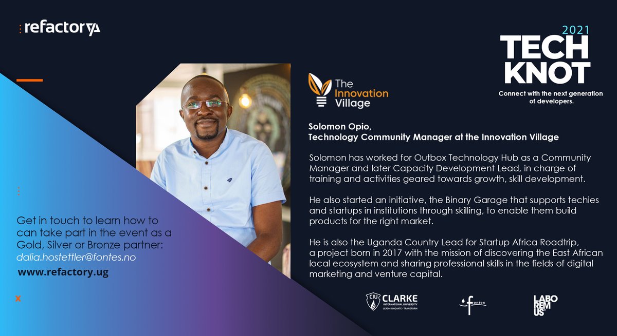 Happy new week friends,
Tech knot is happening this week on the 21st starting 9am. Join us as we discuss "Tech talent in the Era of Remote Work."

Register here: gfrn8wzsvxt.typeform.com/to/Cv2QfAaM
<a href="/soloopio/">Solomon Opio</a> <a href="/Simon_Asiimwe/">Simon Asiimwe</a> @Patience 

#Techdoneright