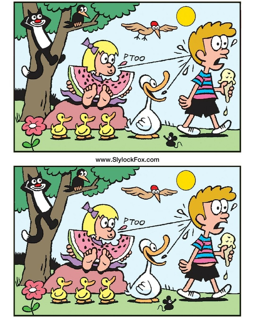 SlylockFox's tweet photo. Spot the six differences between the two panels! Reply, "got it" once you find all six. #spotthedifference #puzzlecomic #picturepuzzle #kidcomics https://t.co/woD7US1P8a