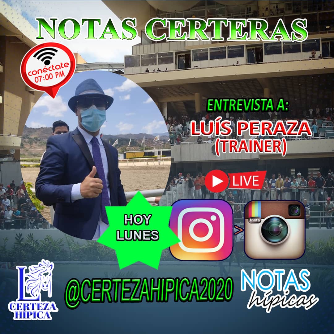 CertezaHipica's tweet photo. Hoy lunes llega a Las Notas Certeras el Trainer Luis Peraza @luissol45 los invitamos a las 7 pm vía Instagram para conocer a otro protagonista de nuestro Hipismo. Corre la voz la cita es a las 7pm a través de @certezahipica2020

🏇🏇🏇🏇🏇🏇 https://t.co/x2GCnFm62h