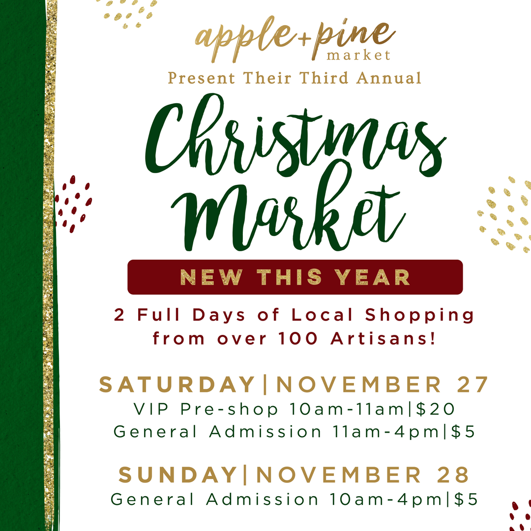 Apple and Pine Market is excited to be back for our Third Annual Christmas Market! We are diligently preparing to provide the safest market possible! All shoppers and makers are required to show proof of vaccination in order to enter the facility (guidelines as per Keystone Centr