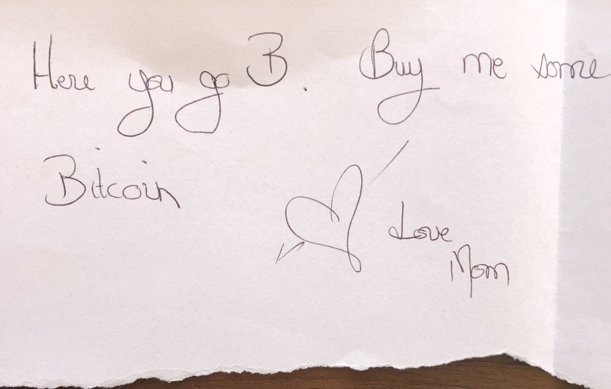 beatonpar's tweet photo. In today's mail I received a check and this note from the gorilla who birthed me.  #Bitcoinmom https://t.co/MRy6vEJ8YM