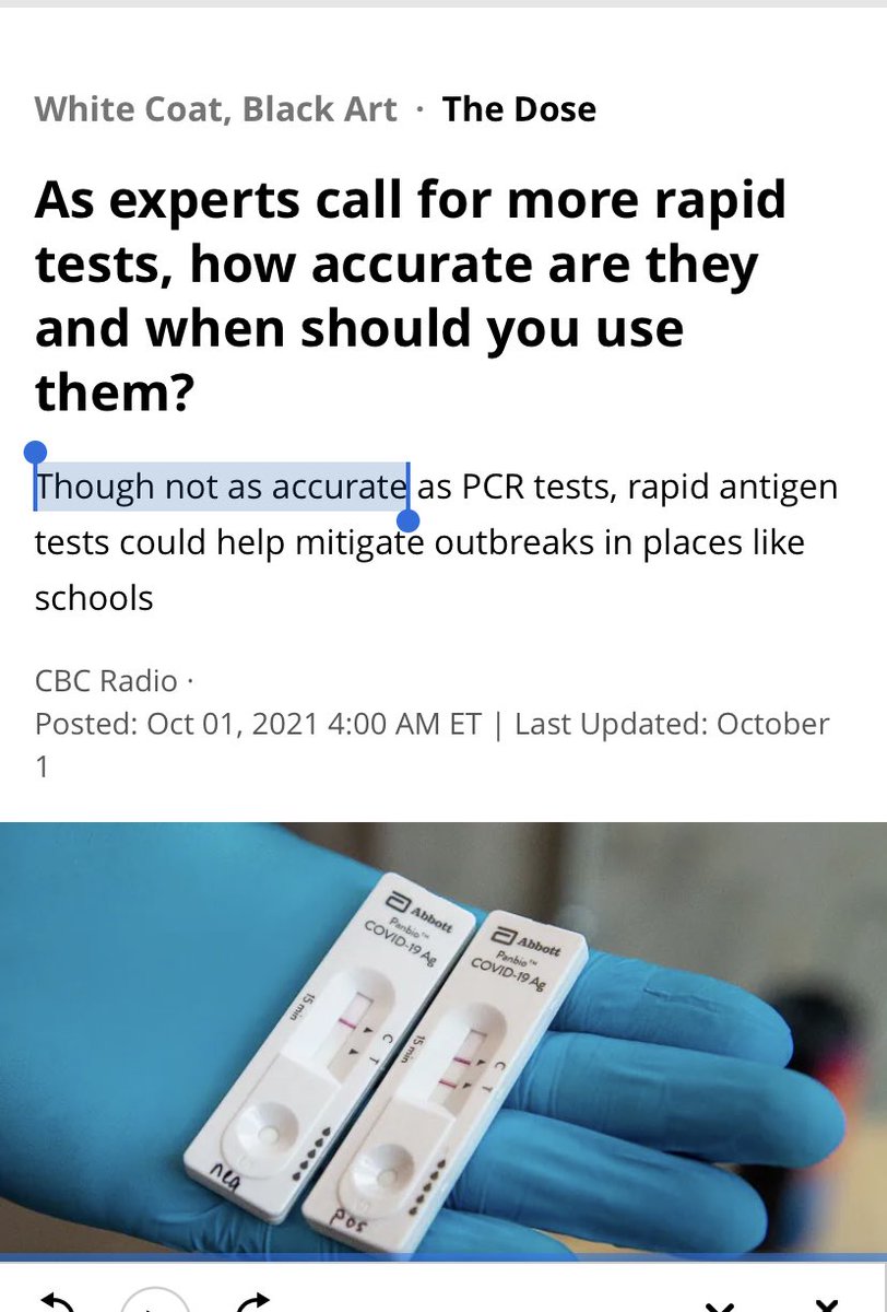 KkanCanada's tweet photo. ⁦@NightShiftMD⁩ great respect to u but this narrative not helpful. Rapid tests are MORE accurate than PCR for “am I contagious? We have to stop leading with “less accurate”. It matters! ⁦@michaelmina_lab⁩ ⁦@solutions_covid⁩ https://t.co/iM9nd3SgvS