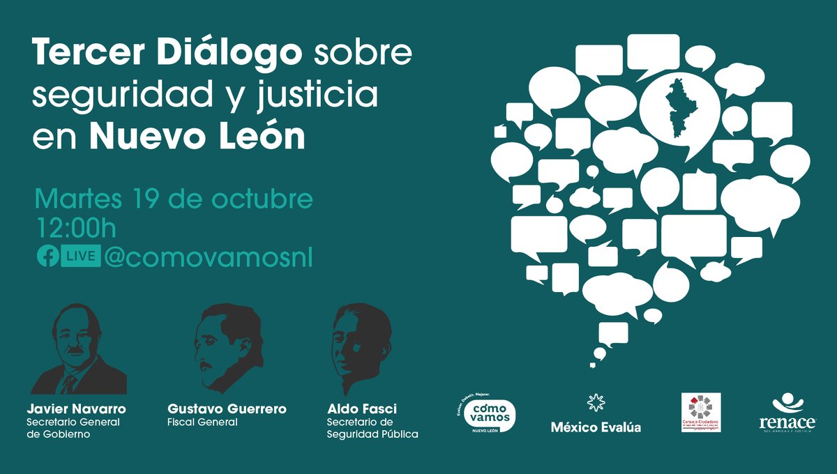 comovamosnl's tweet photo. ¿Cómo vamos en seguridad y justicia en Nuevo León? ¿Cuáles son las metas de este gobierno?

📢Sigue el Tercer Diálogo sobre Seguridad y Justicia en #NuevoLeón y conoce estos indicadores 
📅Mañana 
⏰12:00 horas
💻Transmisión por FB Live https://t.co/f8eIVG8Rec